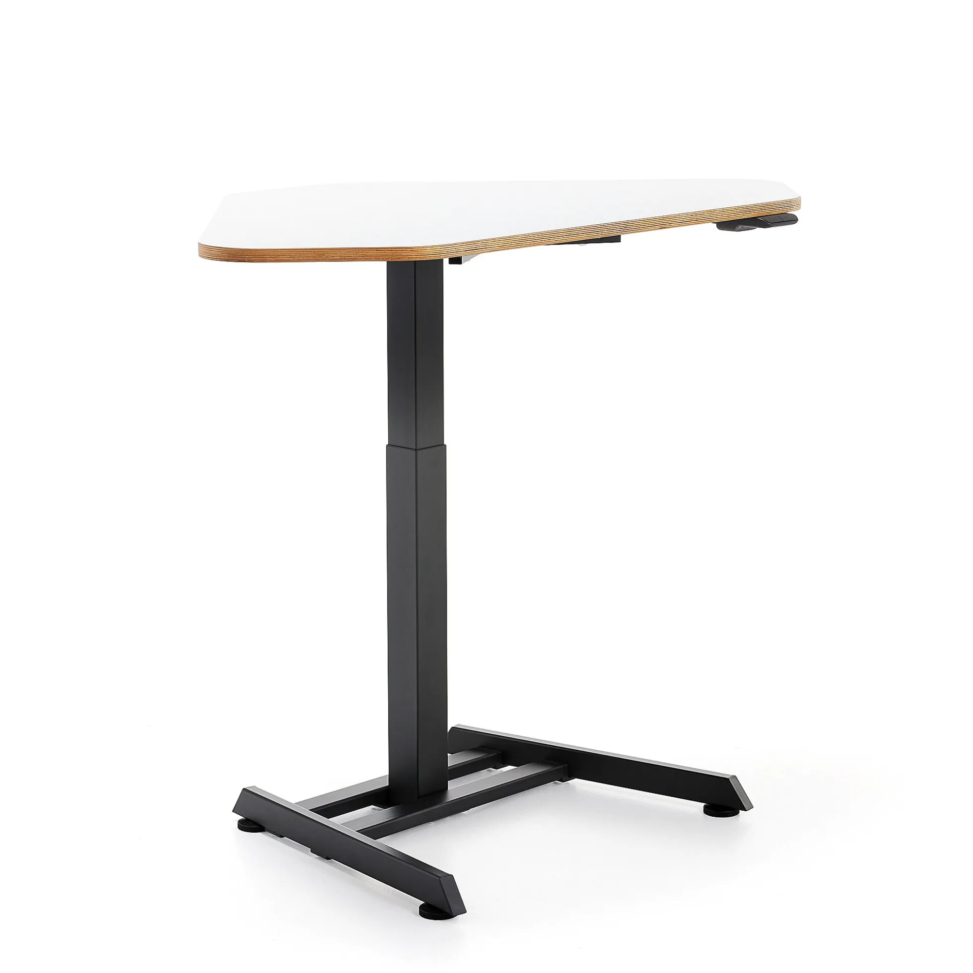 Kulmasähköpöytä NOVUS 1200x750 mm, musta jalusta, valkoinen pöytälevy