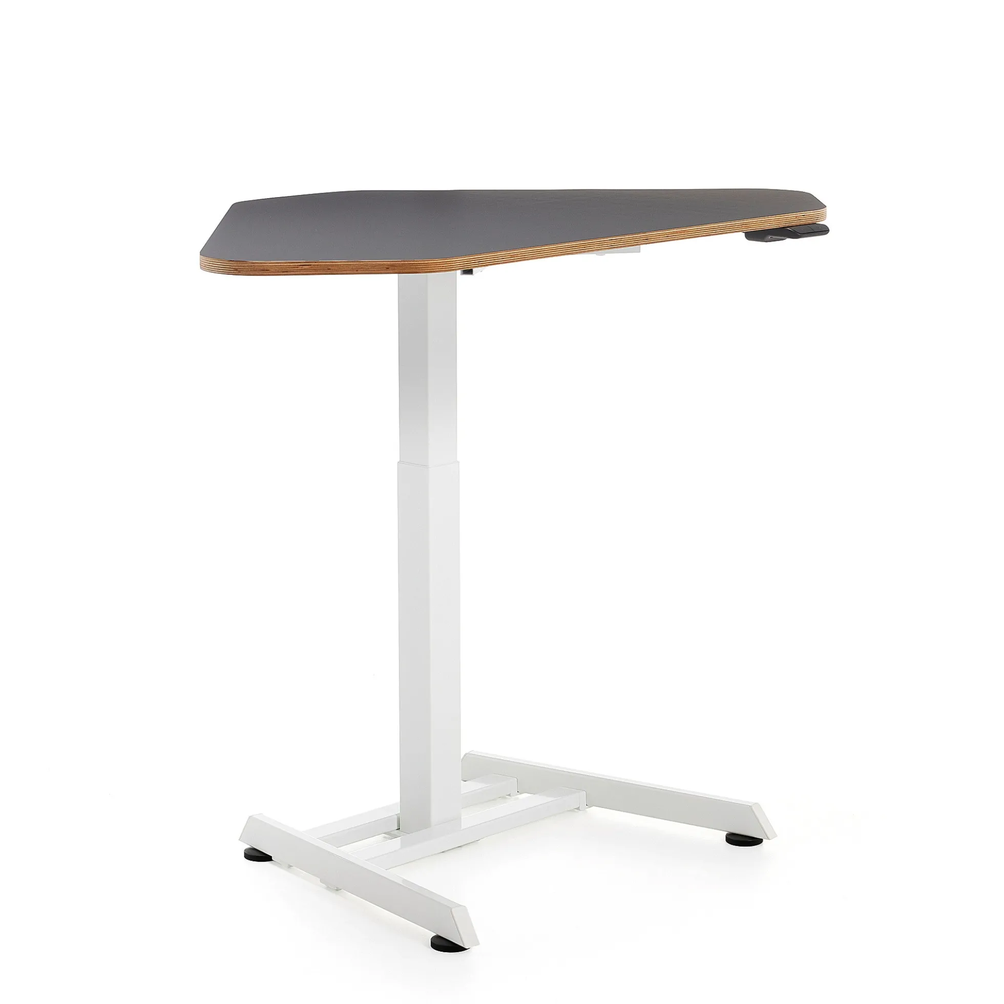 Kulmasähköpöytä NOVUS 1200x750 mm, valkoinen jalusta, musta pöytälevy