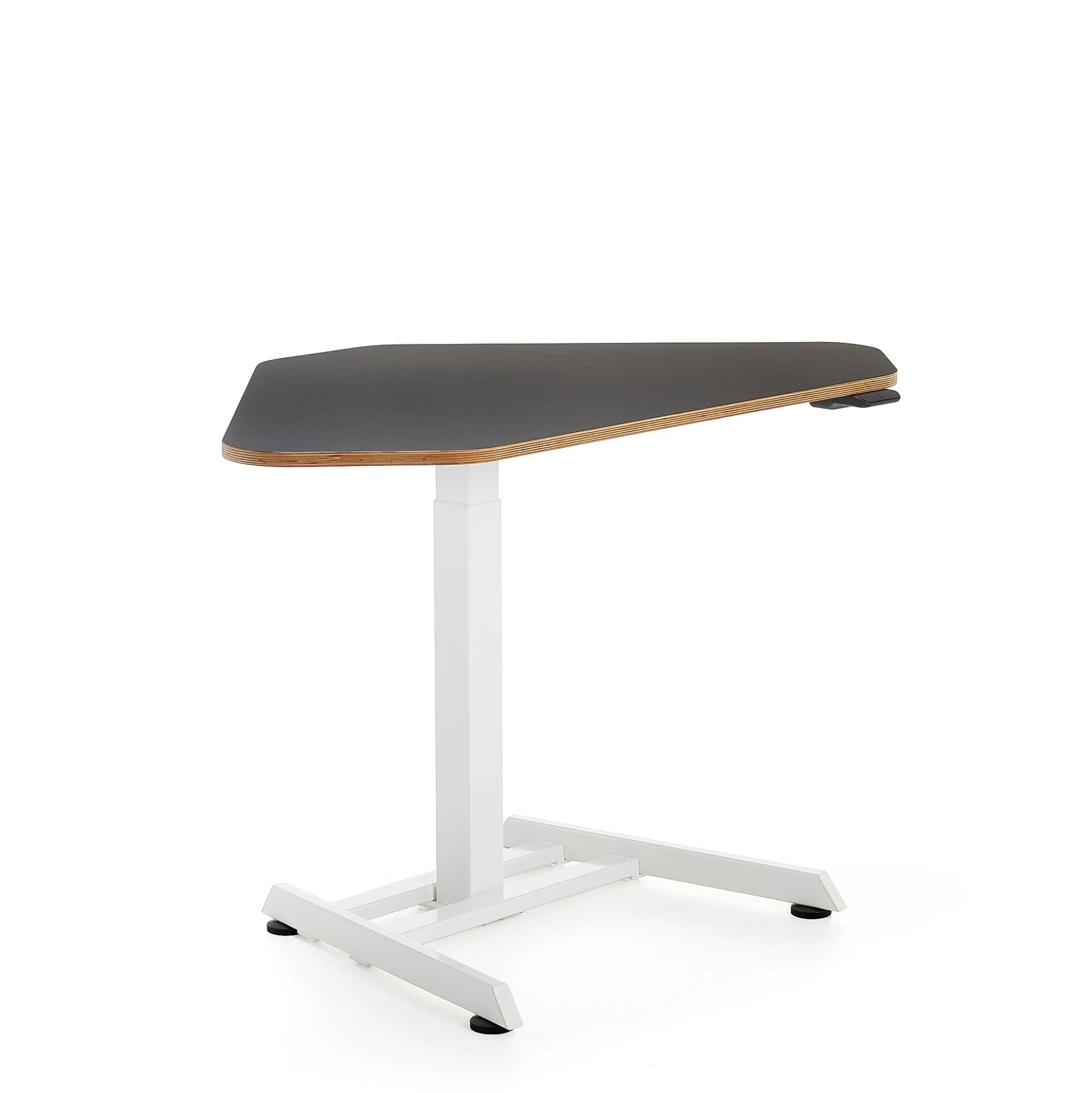 Kulmasähköpöytä NOVUS 1200x750 mm, valkoinen jalusta, musta pöytälevy
