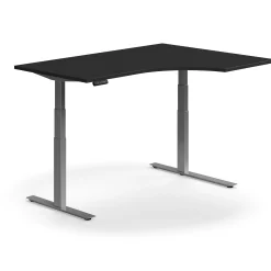 Kulmasähköpöytä QBUS 1600x1200 mm, hopeanharmaa jalusta, musta