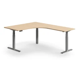 Kulmasähköpöytä QBUS 1600x2000 mm, hopeanharmaa jalusta, tammi