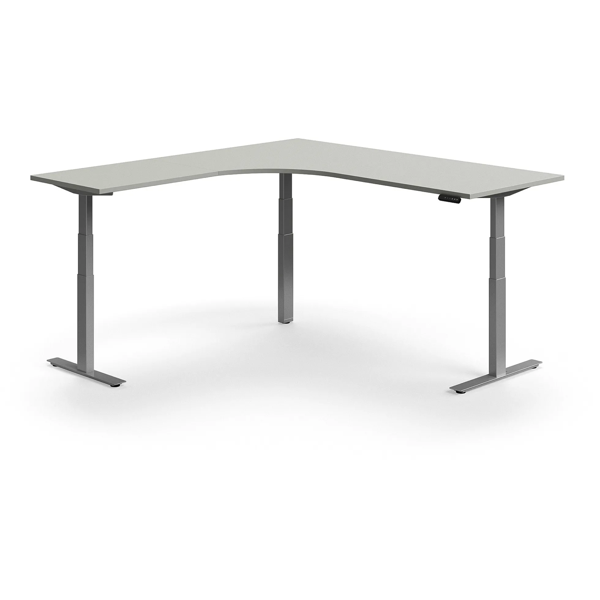 Kulmasähköpöytä QBUS 2000x2000 mm, hopeanharmaa jalusta, vaaleanharmaa