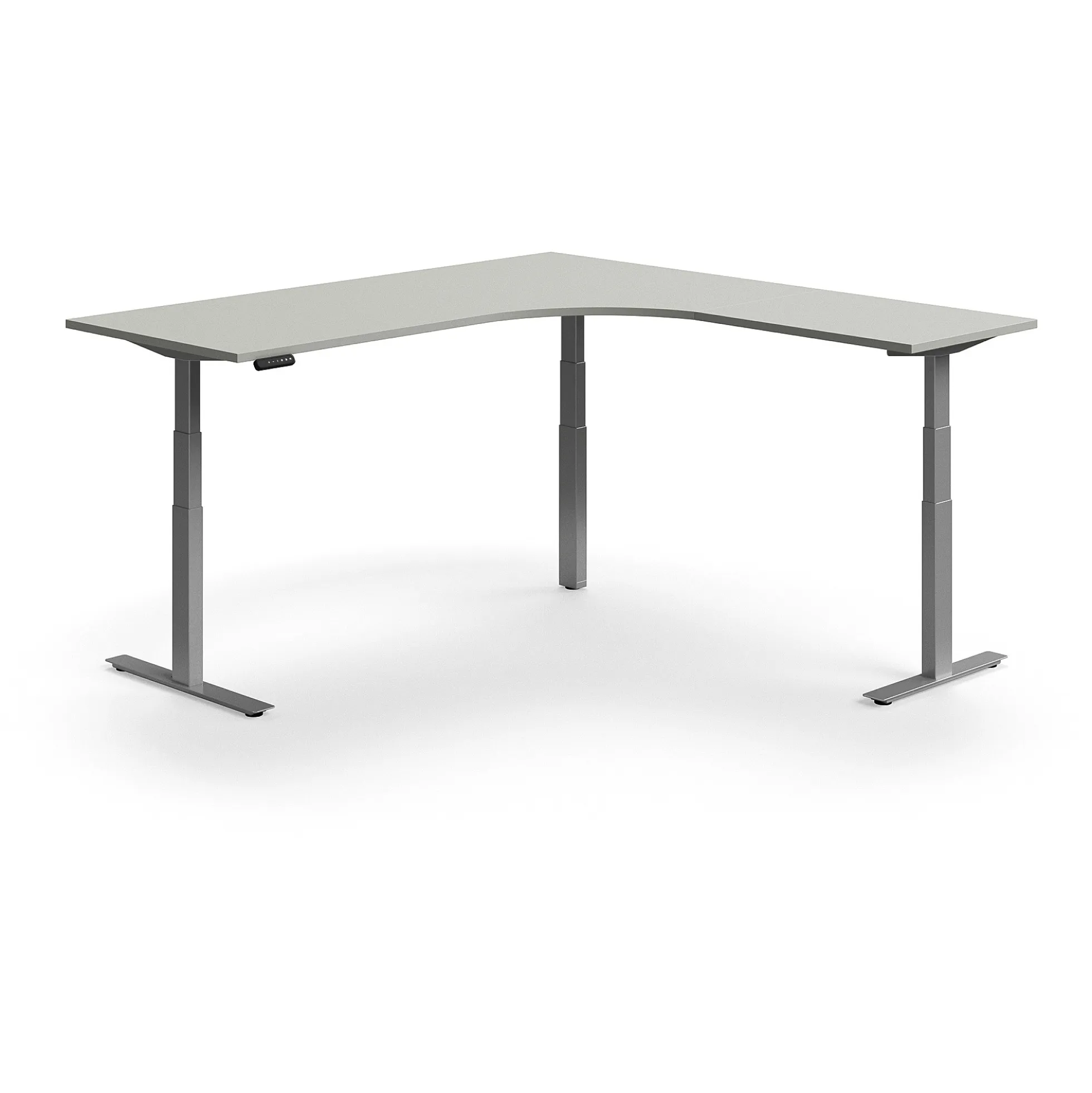Kulmasähköpöytä QBUS 2000x2000 mm, hopeanharmaa jalusta, vaaleanharmaa
