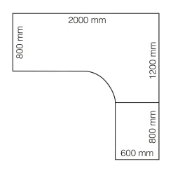 Kulmasähköpöytä QBUS 2000x2000 mm, hopeanharmaa jalusta, vaaleanharmaa