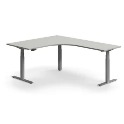 Kulmasähköpöytä QBUS 1600x2000 mm, hopeanharmaa jalusta, vaaleanharmaa