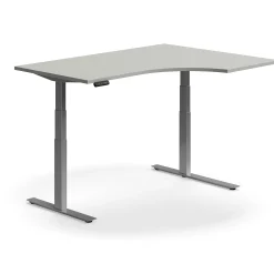 Kulmasähköpöytä QBUS 1600x1200 mm, hopeanharmaa jalusta, vaaleanharmaa