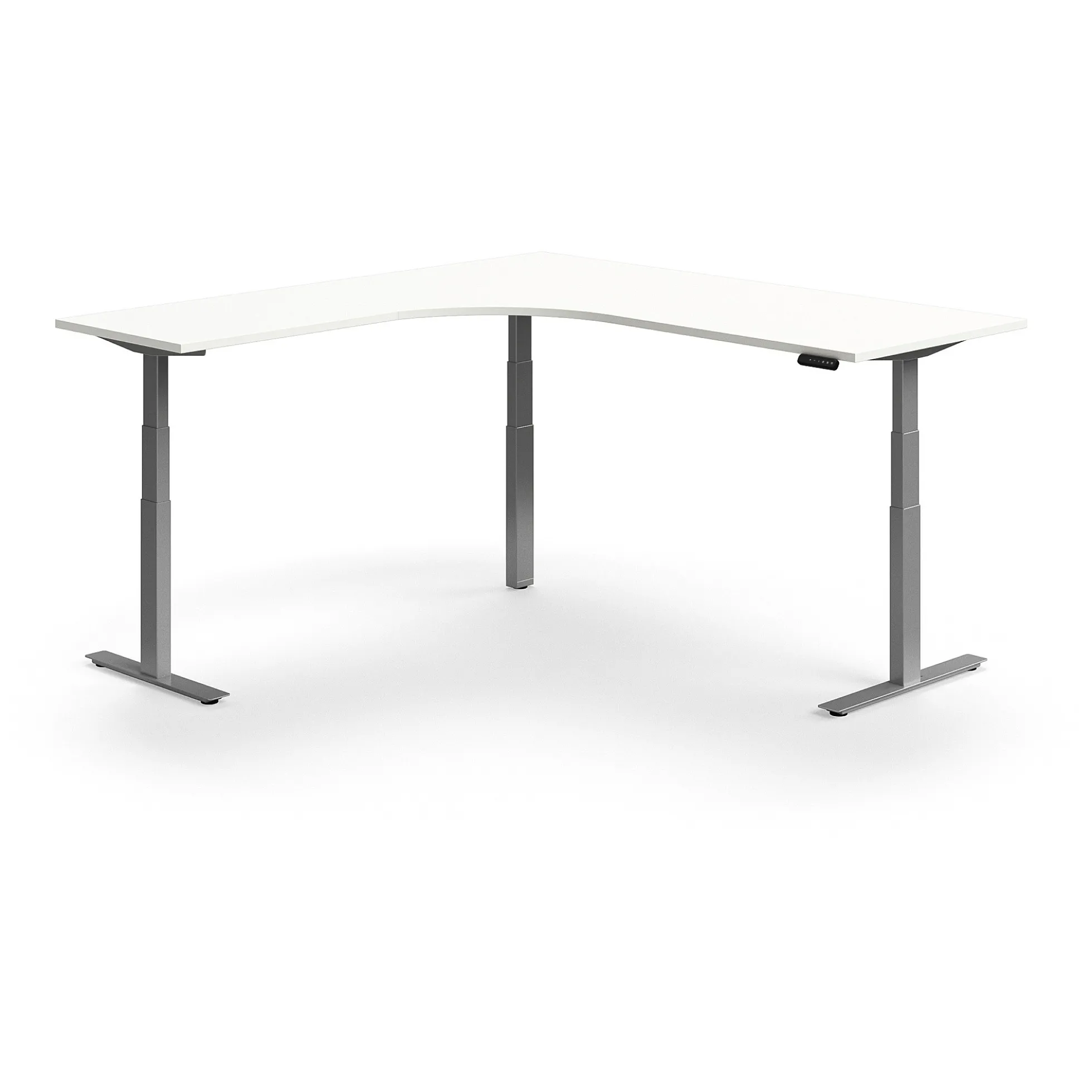 Kulmasähköpöytä QBUS 2000x2000 mm, hopeanharmaa jalusta, valkoinen