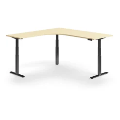 Kulmasähköpöytä QBUS 2000x2000 mm, musta jalusta, koivu
