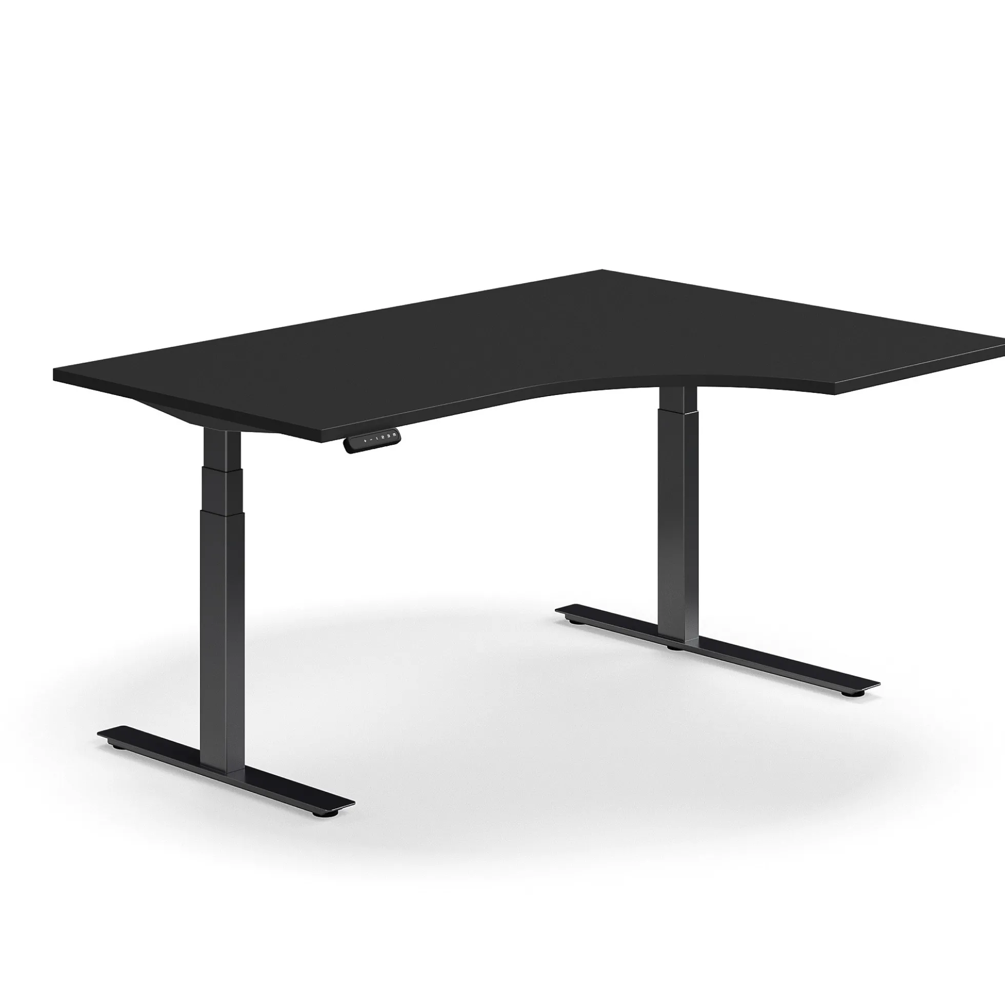 Kulmasähköpöytä QBUS 1600x1200 mm, musta jalusta, musta
