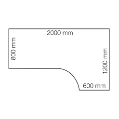 Kulmasähköpöytä QBUS 2000x1200 mm, musta jalusta, musta
