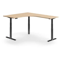 Kulmasähköpöytä QBUS 1600x2000 mm, musta jalusta, tammi