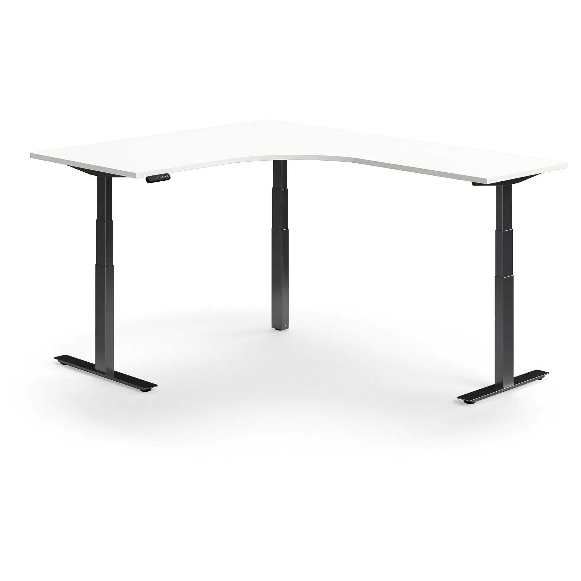 Kulmasähköpöytä QBUS 1600x2000 mm, musta jalusta, valkoinen