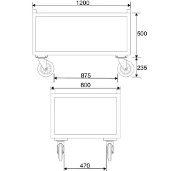 Kuormalavavaunu FRAME 500 kg, Ø 160 mm polyuretaanipyörät, 1200x800x755 mm
