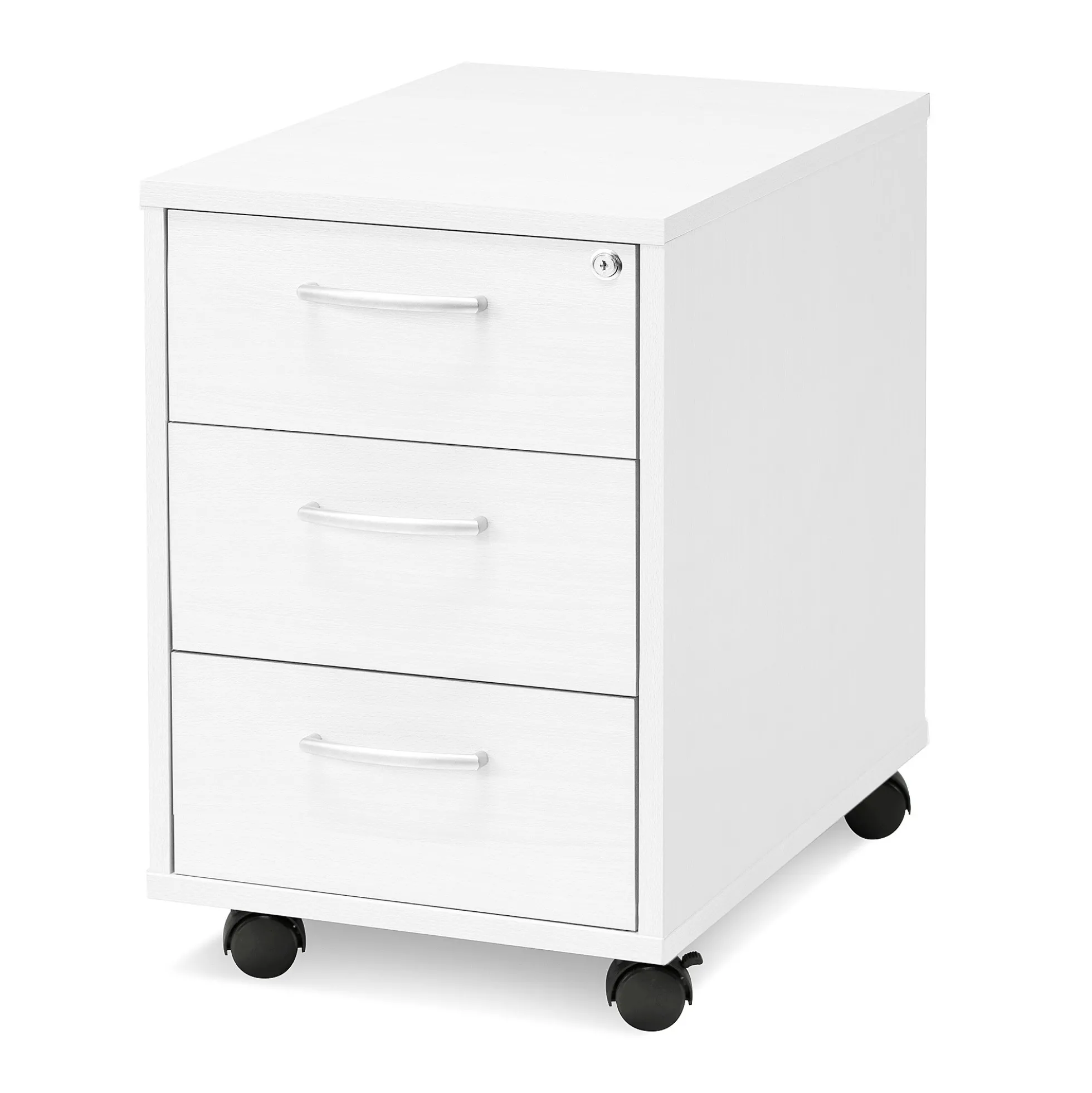 Laatikosto FLEXUS Pyörät, 3 vetolaatikkoa, 600x400x600 mm, valkoinen