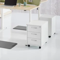 Laatikosto FLEXUS Pyörät, 3 vetolaatikkoa, 600x400x600 mm, valkoinen