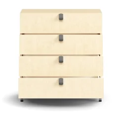 Laatikosto QBUS Jalusta, kahvat, 868x800x400 mm, hopeanharmaa, koivu