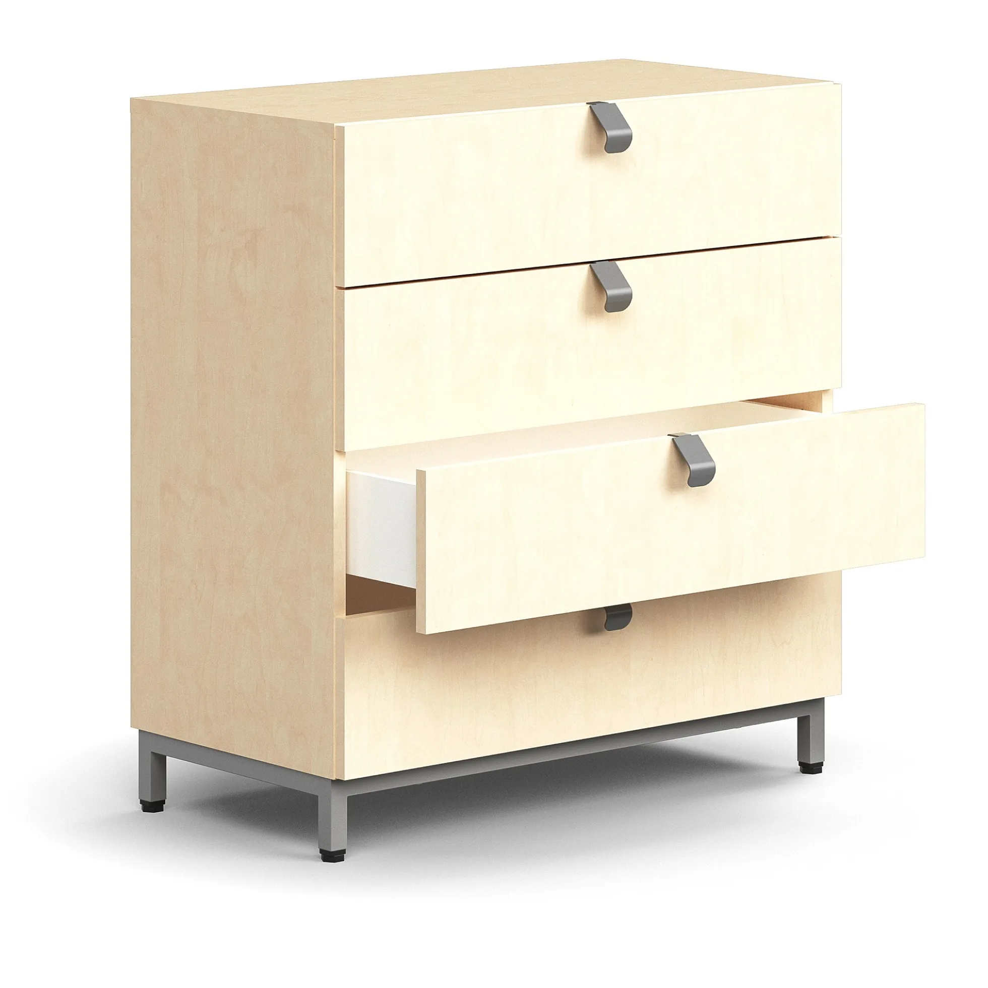 Laatikosto QBUS Jalusta, kahvat, 868x800x400 mm, hopeanharmaa, koivu