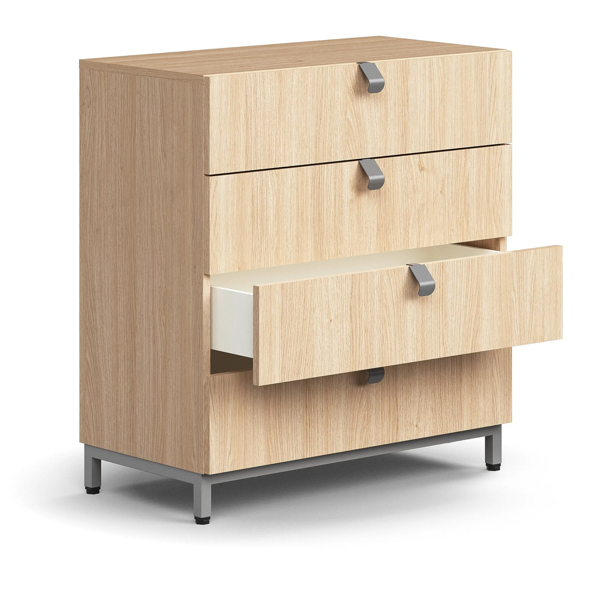 Laatikosto QBUS Jalusta, kahvat, 868x800x400 mm, hopeanharmaa, tammi