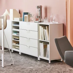 Laatikosto QBUS Jalusta, kahvat, 868x800x400 mm, valkoinen
