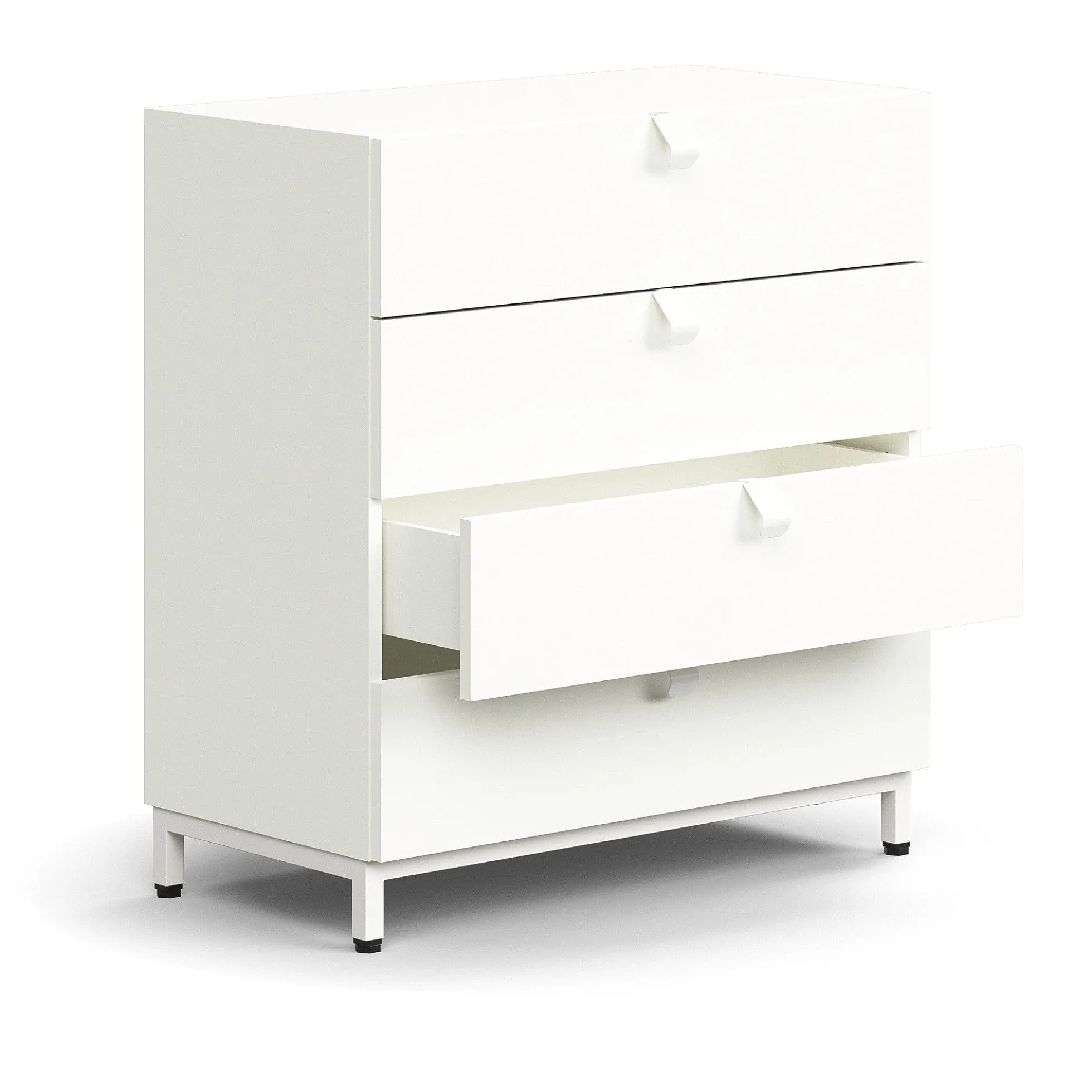 Laatikosto QBUS Jalusta, kahvat, 868x800x400 mm, valkoinen