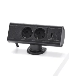 Latausasema UNIQUE 2 sähköpistettä, 1 USB-A, 1 USB-C, musta