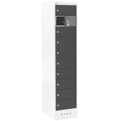 Latauskaappi RECOVER 10 lokeroa, 1800x400x500 mm, harmaa, mustat ovet