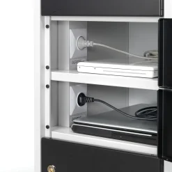 Latauskaappi RECOVER 10 lokeroa, 1800x400x500 mm, harmaa, mustat ovet