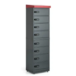 Latauskaappi sähköpyörän akuille VOLT 8 lokeroa, 1835x514x455 mm, tummanharmaa