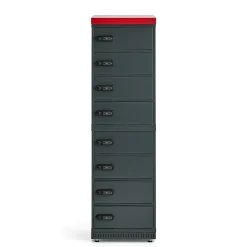 Latauskaappi sähköpyörän akuille VOLT 8 lokeroa, 1835x514x455 mm, tummanharmaa