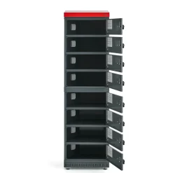 Latauskaappi sähköpyörän akuille VOLT 8 lokeroa, 1835x514x455 mm, tummanharmaa