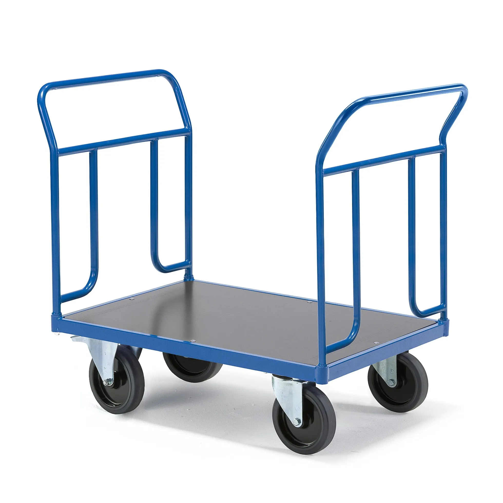 Lavavaunu TRANSFER 2 teräspäätyä, 1000x700 mm, 1000 kg, elastiset kumipyörät, jarrulliset