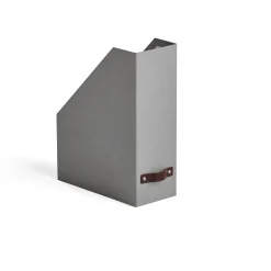Lehtikotelo TIDY Paperilaminaatti, harmaa, nahkainen vedin