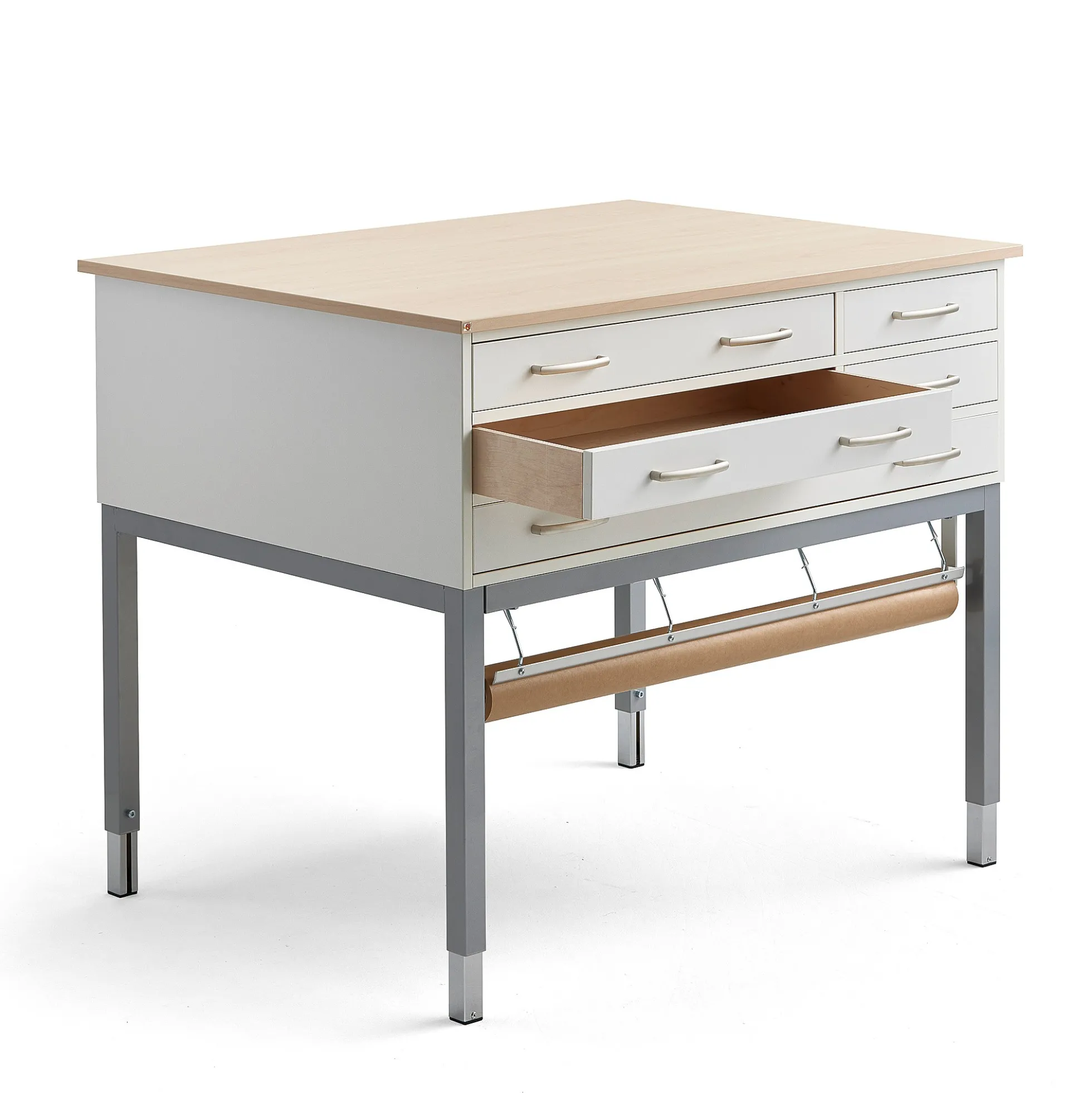Leikkauspöytä Paperiannostelija, 1200x900x900 mm, koivu, hopeanharmaa