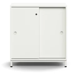 Liukuovikaappi QBUS Lukollinen, 1 hylly, jalusta, kahvat, 868x800x400 mm, valkoinen