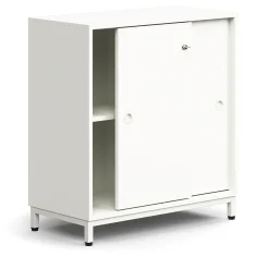Liukuovikaappi QBUS Lukollinen, 1 hylly, jalusta, kahvat, 868x800x400 mm, valkoinen