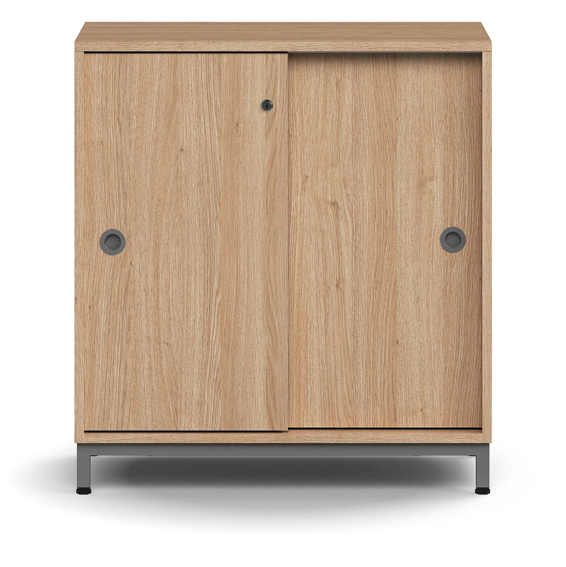Liukuovikaappi QBUS Lukollinen, 1 hylly, jalusta, kahvat, 868x800x400 mm, hopeanharmaa, tammi