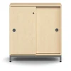 Liukuovikaappi QBUS Lukollinen, 1 hylly, jalusta, kahvat, 868x800x400 mm, hopeanharmaa, koivu
