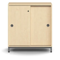 Liukuovikaappi QBUS Lukollinen, 1 hylly, jalusta, kahvat, 868x800x400 mm, hopeanharmaa, koivu
