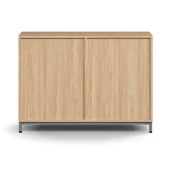 Liukuovikaappi QBUS Lukollinen, 1 hylly, jalusta, kahvat, 868x1200x400 mm, hopeanharmaa, tammi