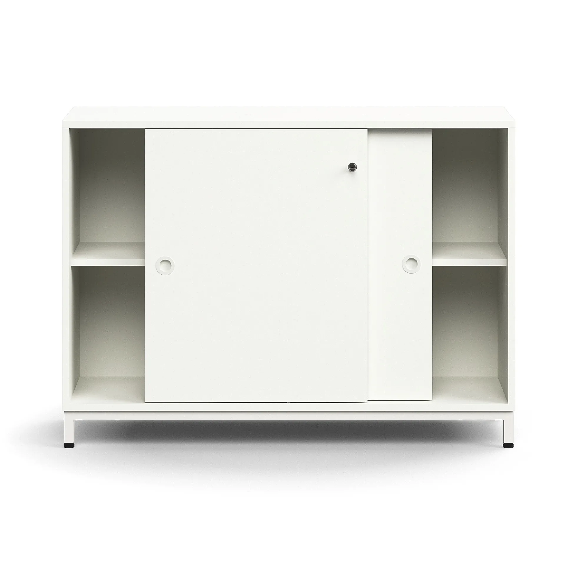 Liukuovikaappi QBUS Lukollinen, 1 hylly, jalusta, kahvat, 868x1200x400 mm, valkoinen
