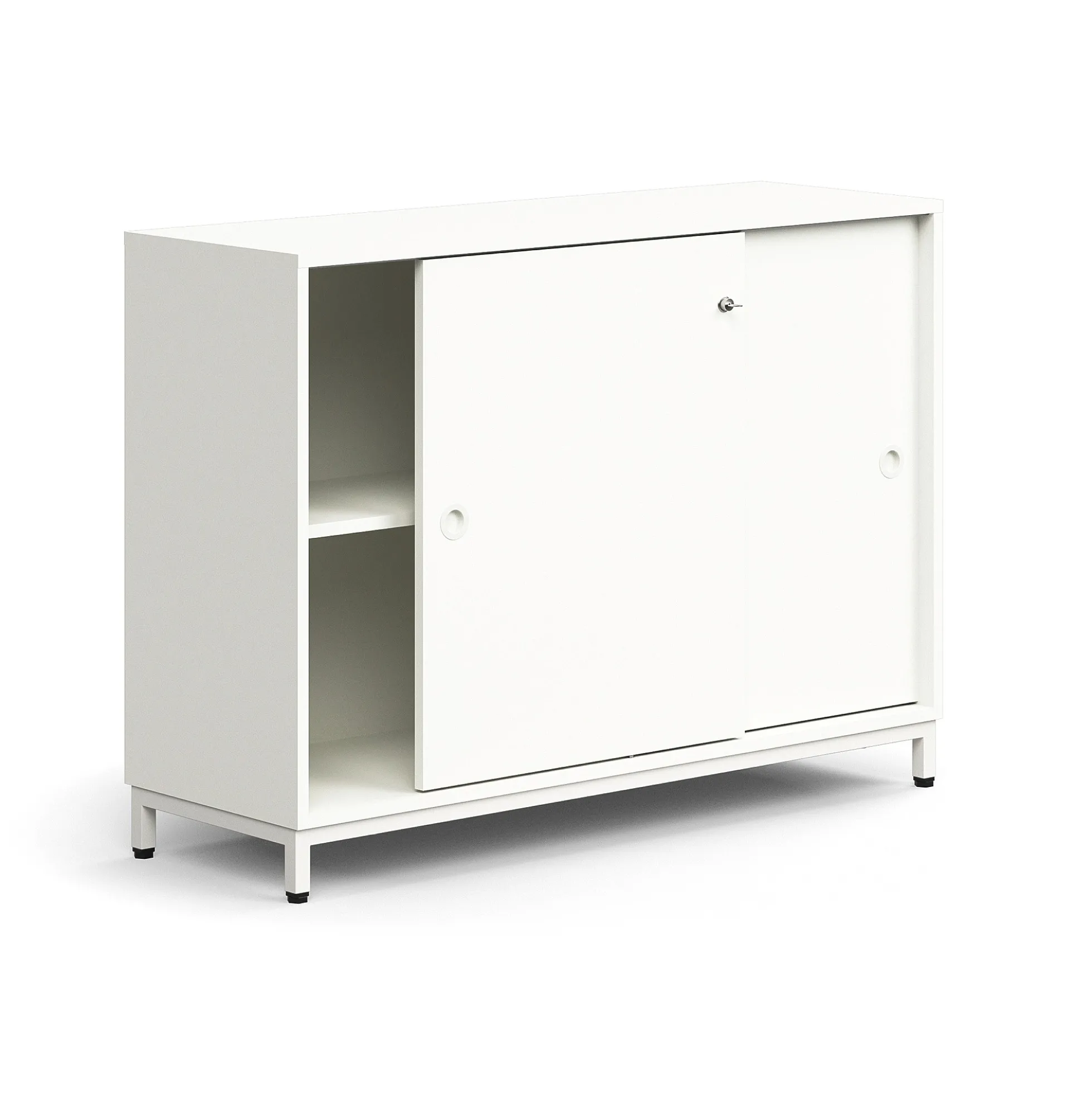 Liukuovikaappi QBUS Lukollinen, 1 hylly, jalusta, kahvat, 868x1200x400 mm, valkoinen