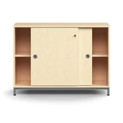 Liukuovikaappi QBUS Lukollinen, 1 hylly, jalusta, kahvat, 868x1200x400 mm, hopeanharmaa, koivu