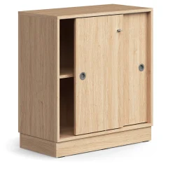 Liukuovikaappi QBUS Lukollinen, 1 hylly, sokkeli, kahvat, 868x800x400 mm, tammi