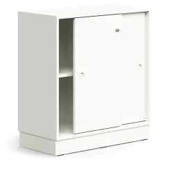 Liukuovikaappi QBUS Lukollinen, 1 hylly, sokkeli, kahvat, 868x800x400 mm, valkoinen