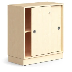 Liukuovikaappi QBUS Lukollinen, 1 hylly, sokkeli, kahvat, 868x800x400 mm, koivu