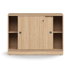 Liukuovikaappi QBUS Lukollinen, 1 hylly, sokkeli, kahvat, 868x1200x400 mm, tammi