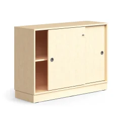 Liukuovikaappi QBUS Lukollinen, 1 hylly, sokkeli, kahvat, 868x1200x400 mm, koivu