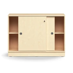 Liukuovikaappi QBUS Lukollinen, 1 hylly, sokkeli, kahvat, 868x1200x400 mm, koivu