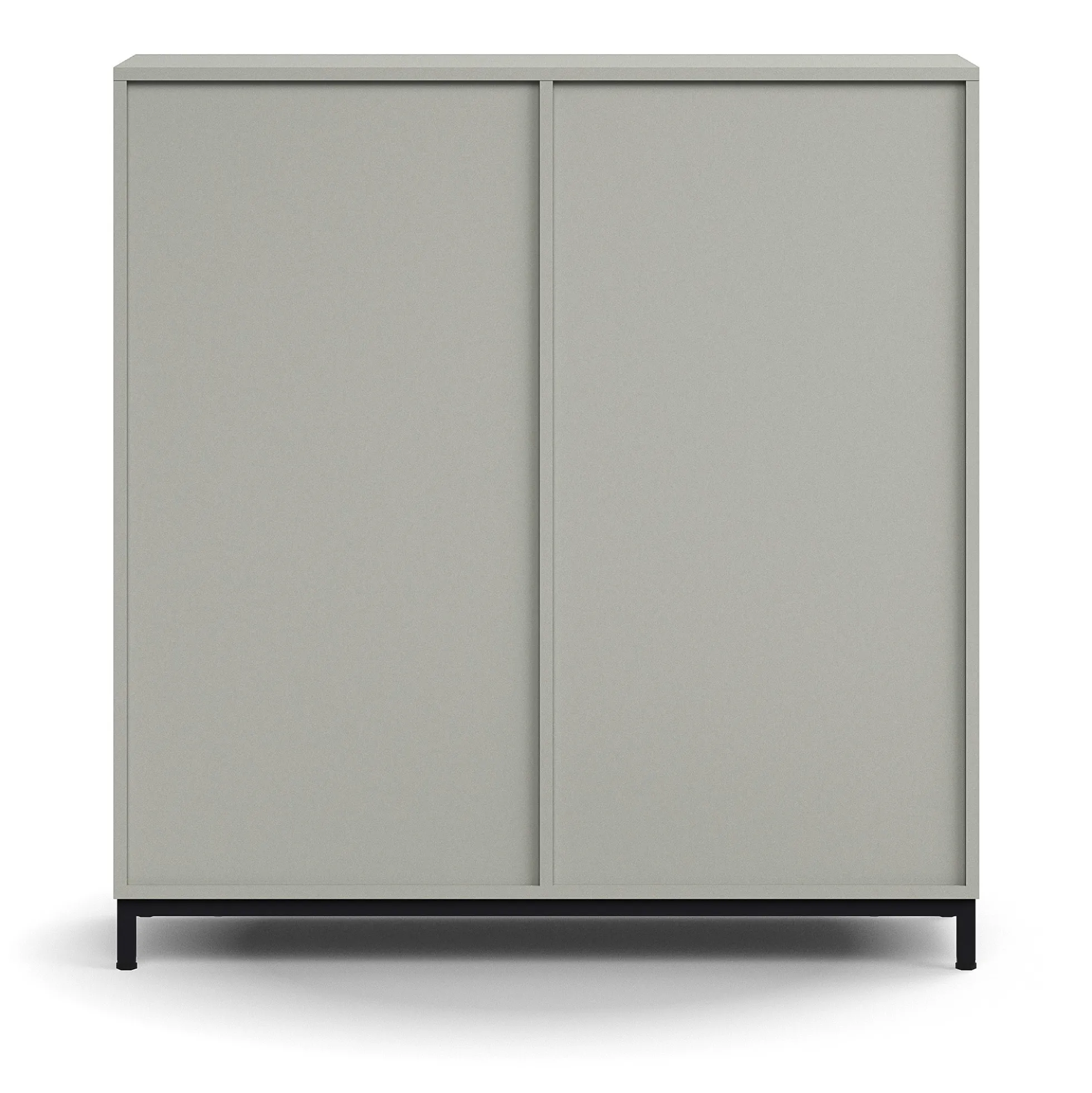 Liukuovikaappi QBUS Lukollinen, 2 hyllytasoa, jalusta, kahvat, 1252x1200x400 mm, musta, vaaleanharmaa