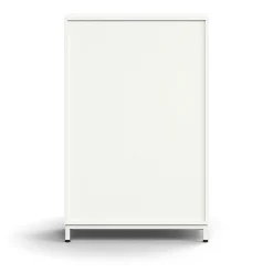 Liukuovikaappi QBUS Lukollinen, 2 hyllytasoa, jalusta, kahvat, 1252x800x400 mm, valkoinen